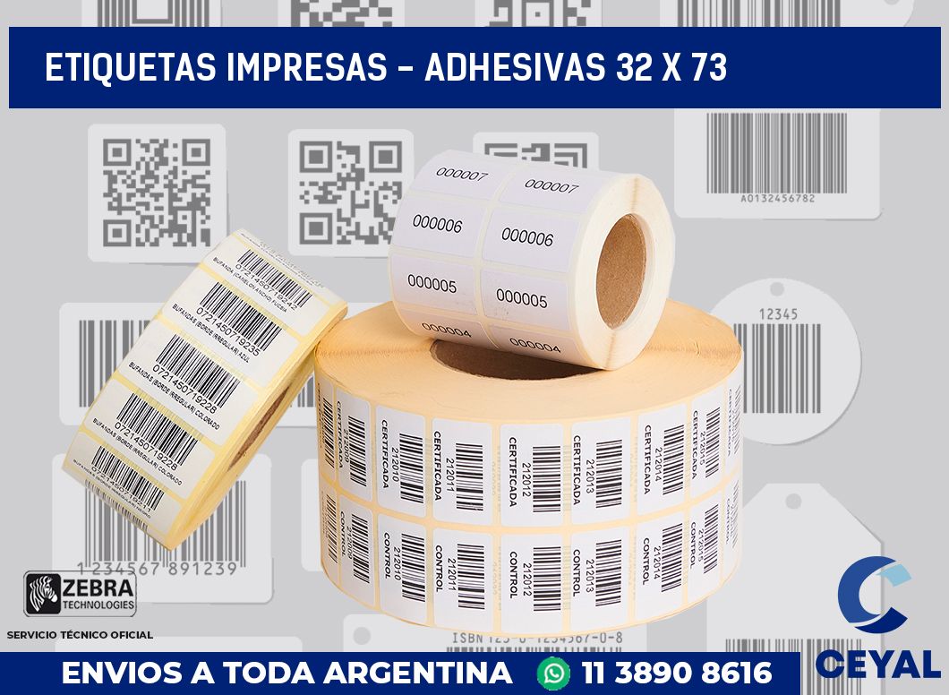 etiquetas impresas - Adhesivas 32 x 73