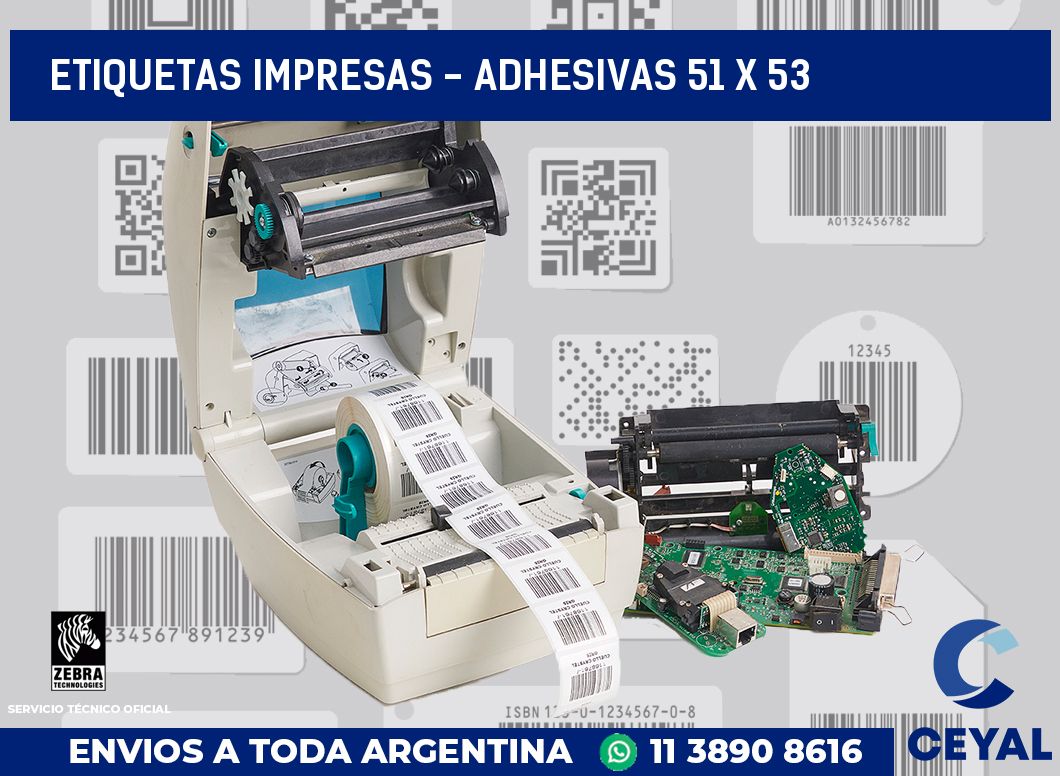 etiquetas impresas - Adhesivas 51 x 53