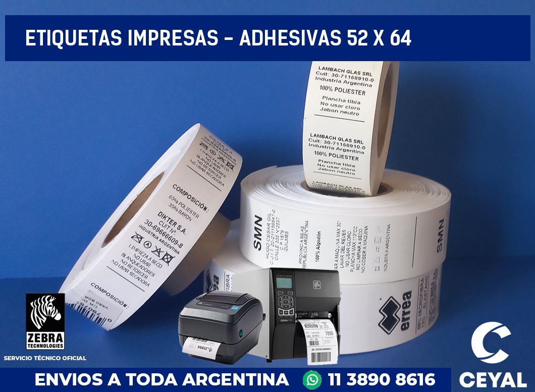 etiquetas impresas – Adhesivas 52 x 64