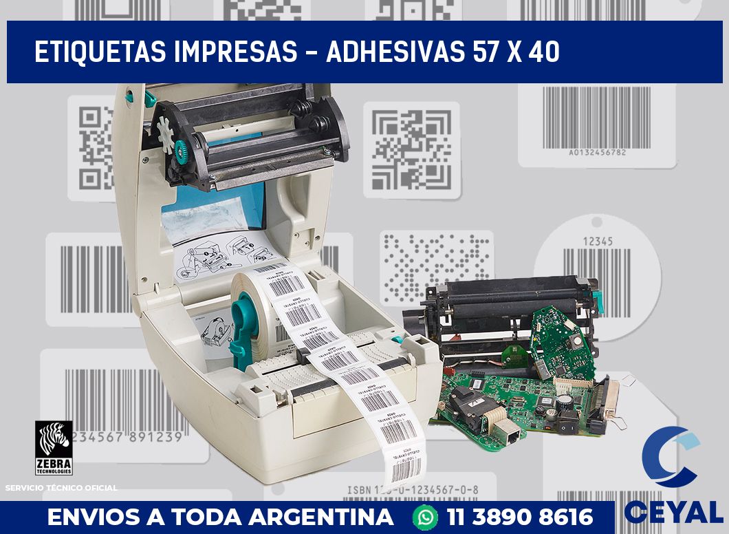 etiquetas impresas - Adhesivas 57 x 40