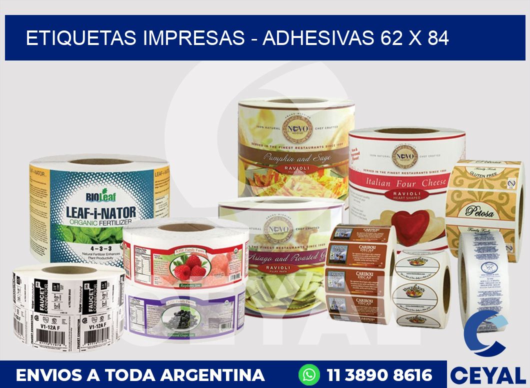 etiquetas impresas – Adhesivas 62 x 84