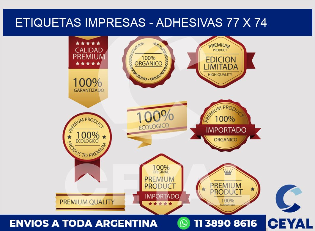 etiquetas impresas - Adhesivas 77 x 74