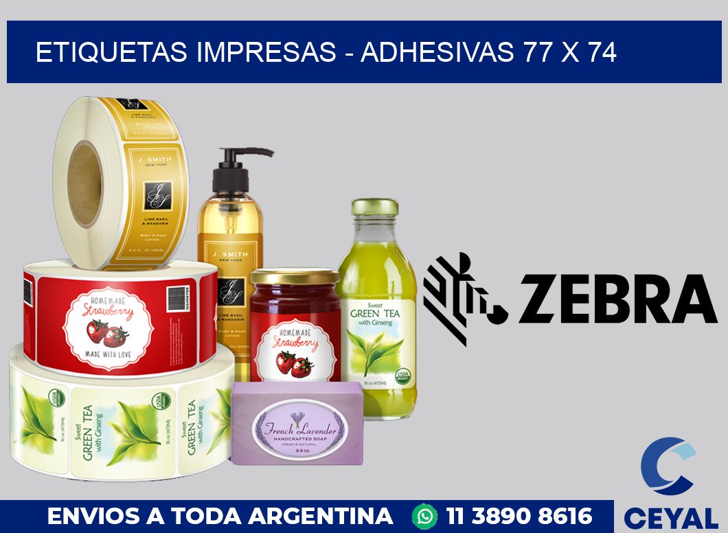 etiquetas impresas - Adhesivas 77 x 74