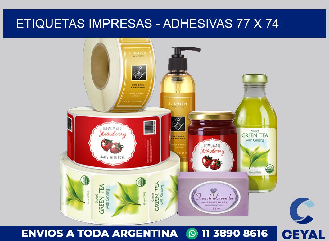 etiquetas impresas – Adhesivas 77 x 74