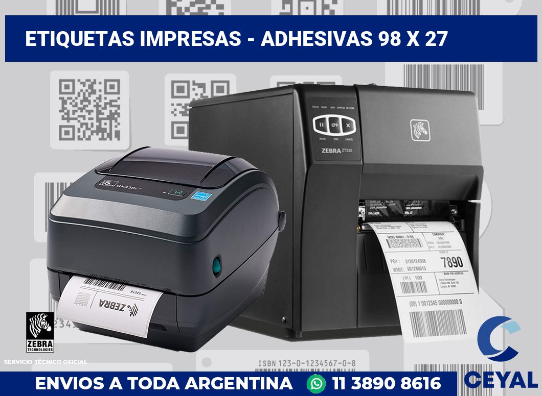 etiquetas impresas - Adhesivas 98 x 27