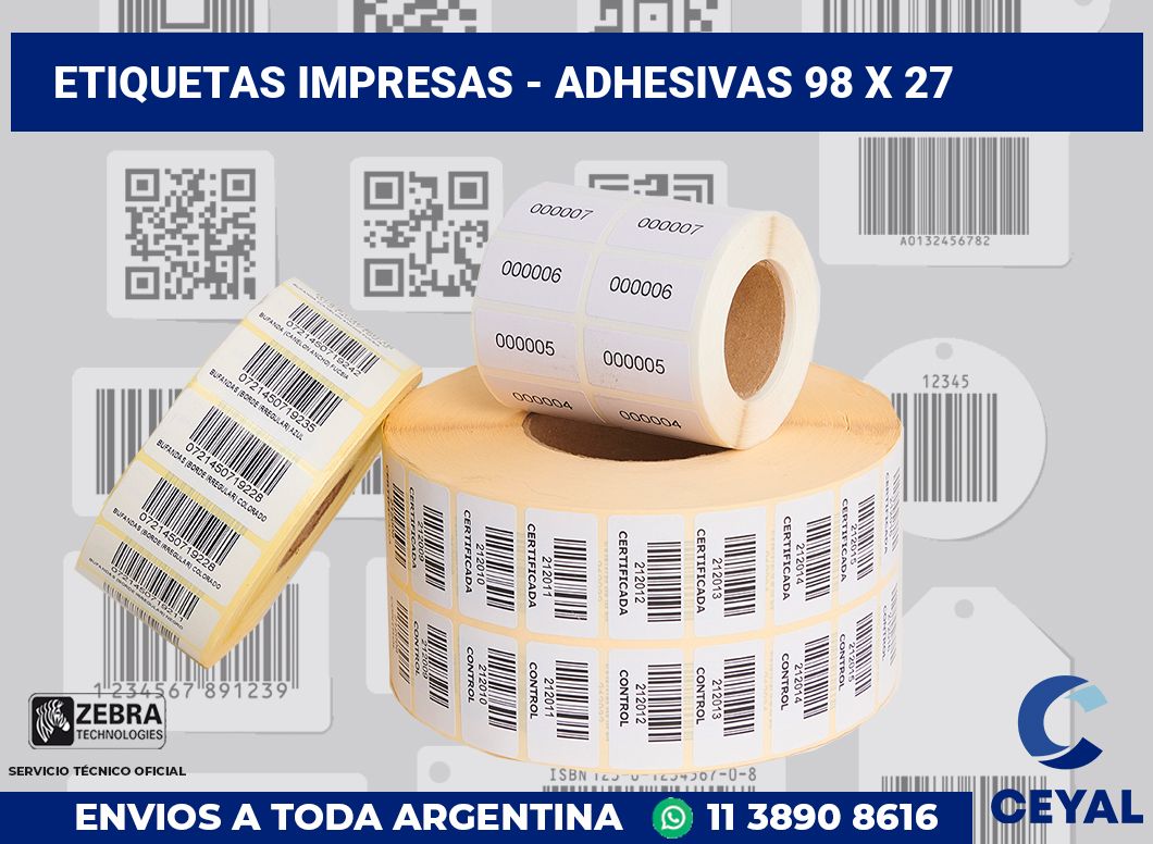 etiquetas impresas – Adhesivas 98 x 27