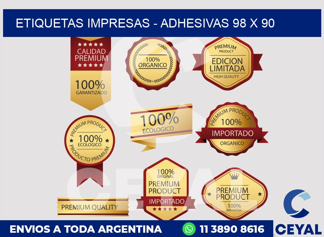 etiquetas impresas - Adhesivas 98 x 90
