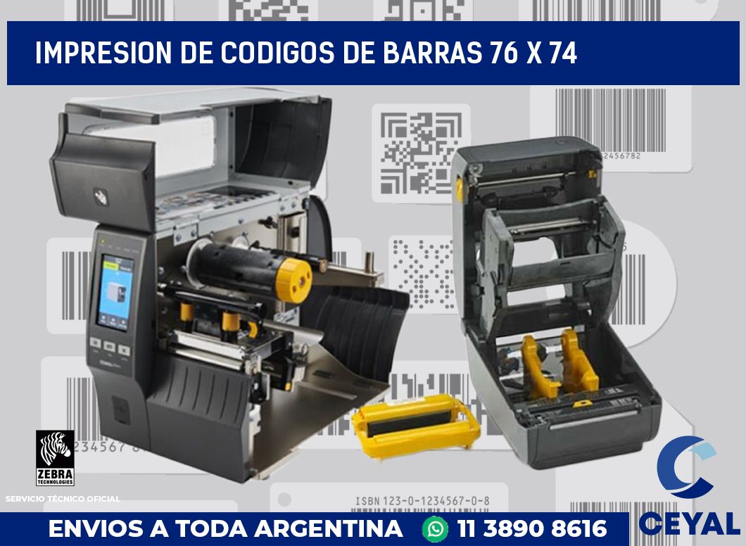 impresion de codigos de barras 76 x 74