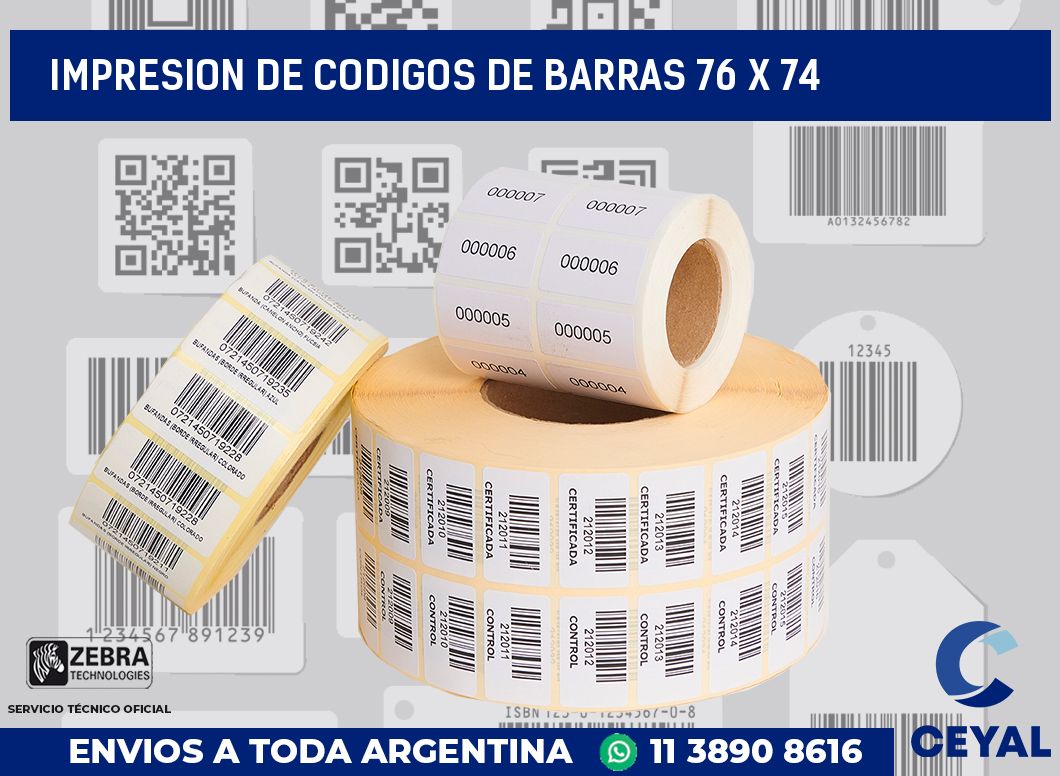 impresion de codigos de barras 76 x 74