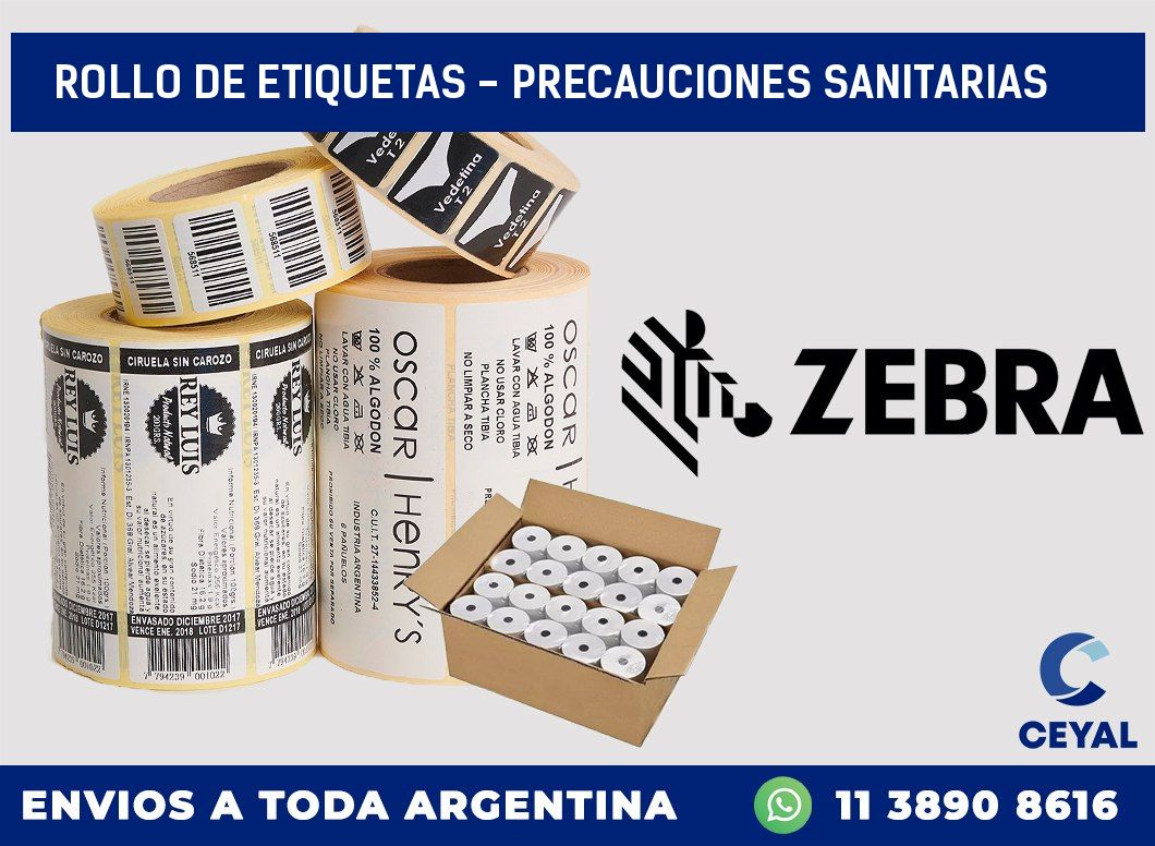 rollo de etiquetas – precauciones sanitarias