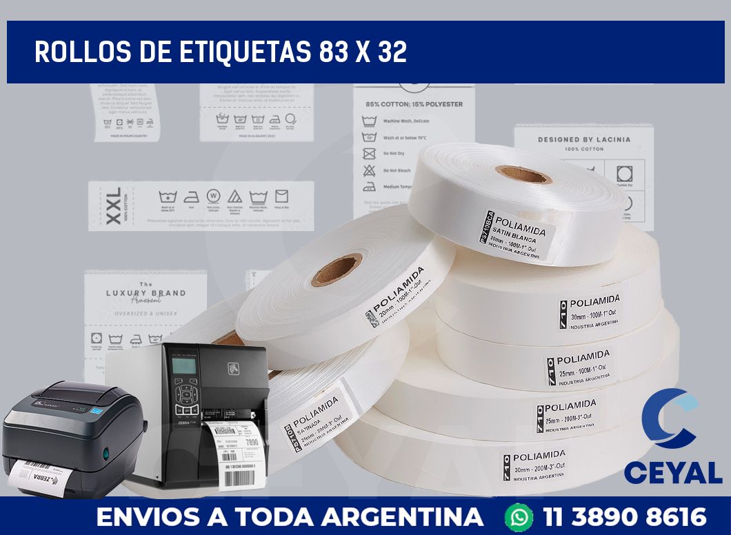 rollos de etiquetas 83 x 32