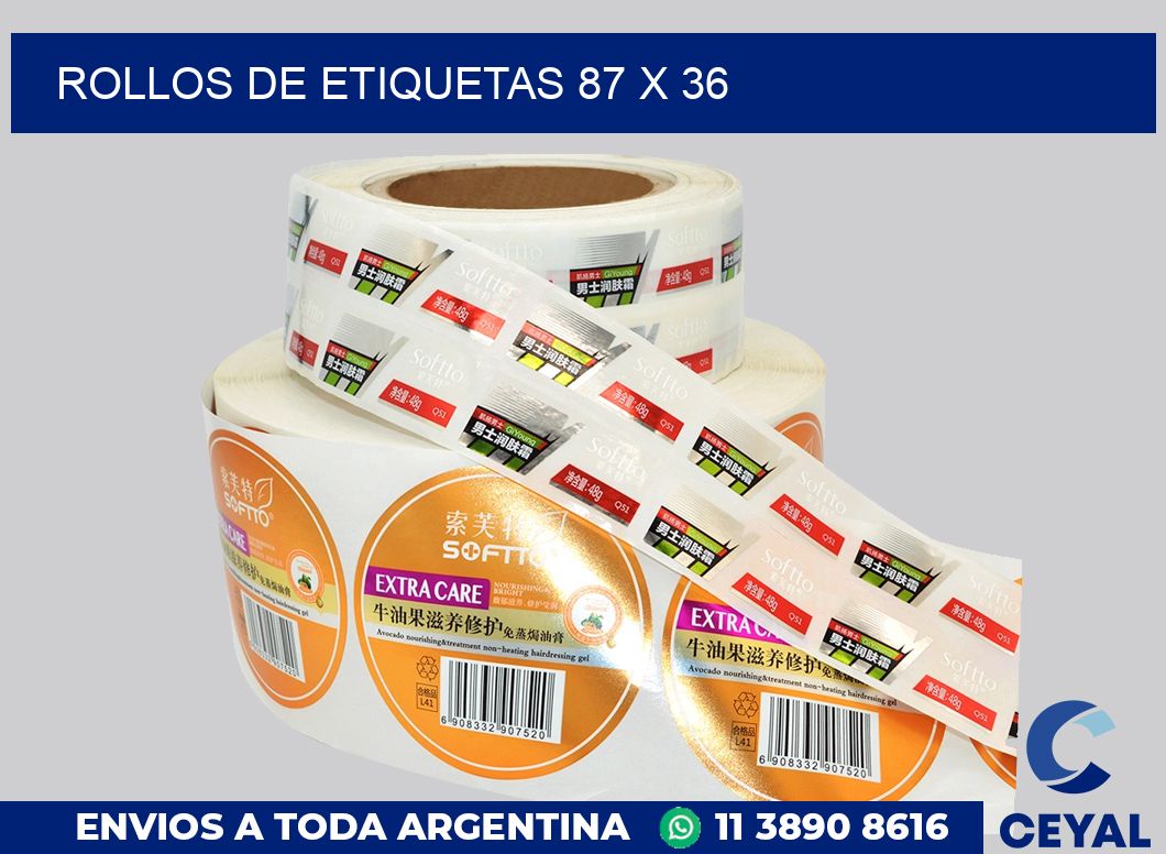 rollos de etiquetas 87 x 36