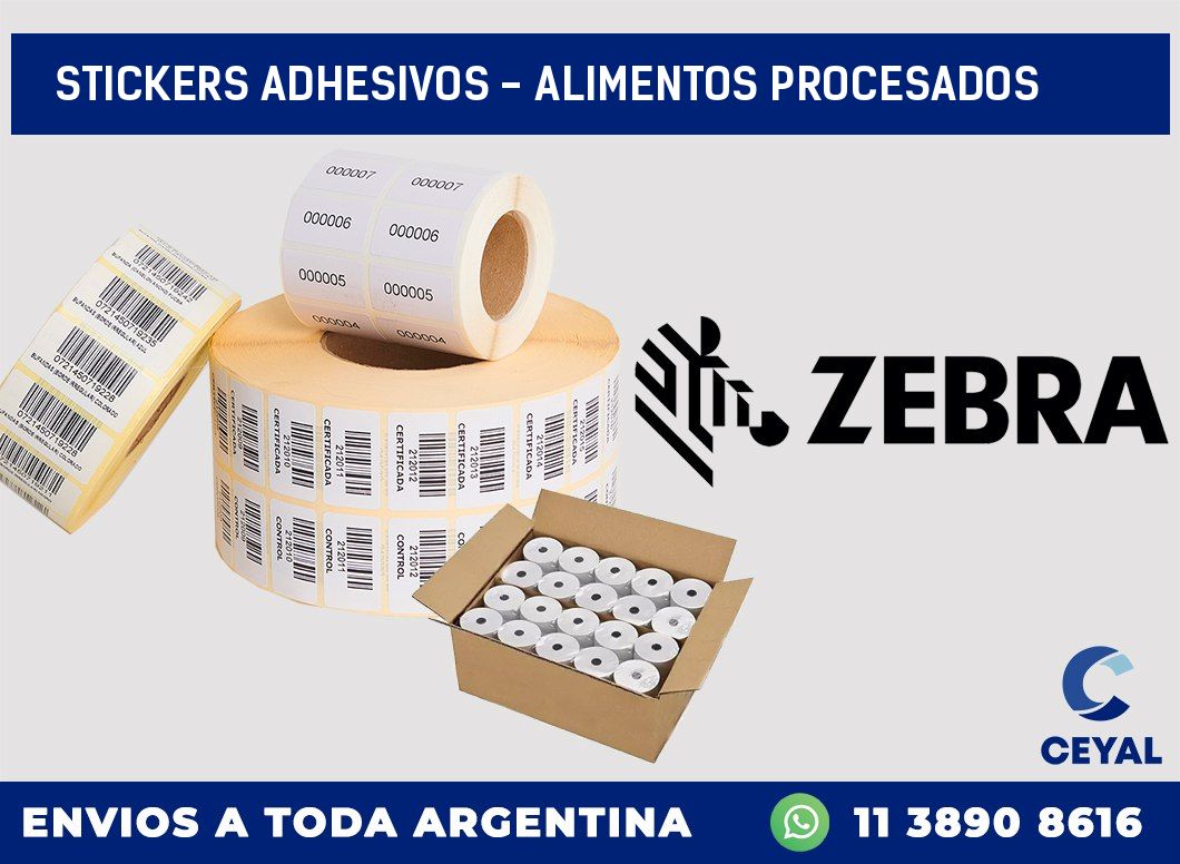 stickers adhesivos - alimentos procesados