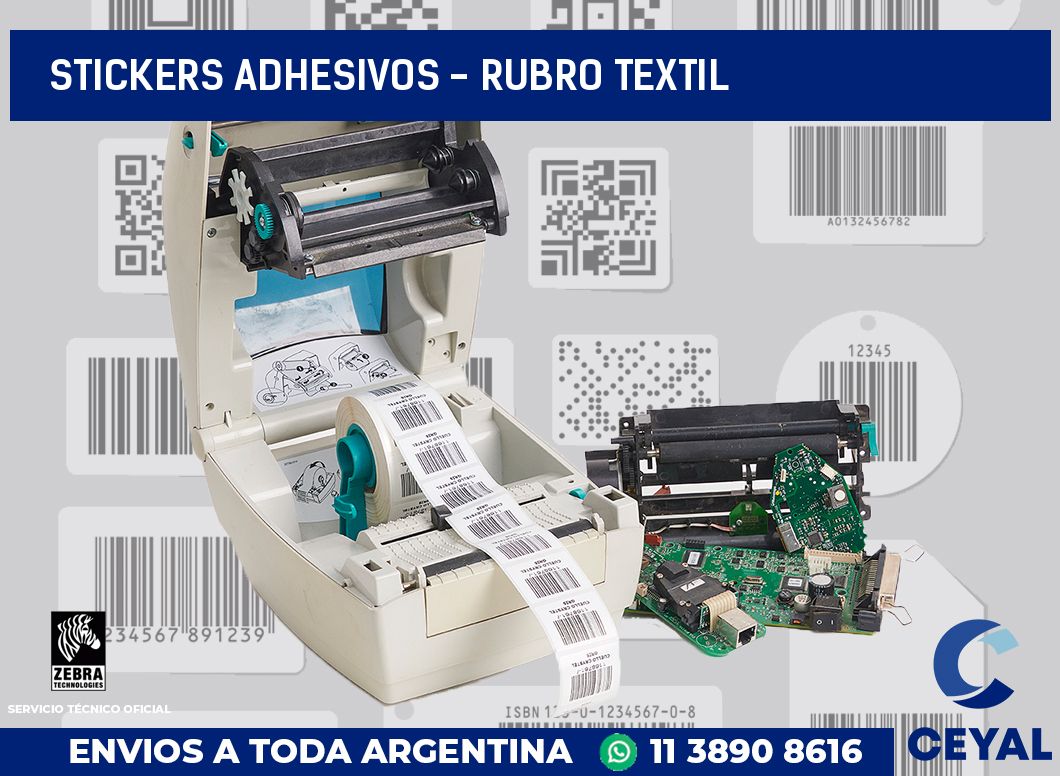 stickers adhesivos - rubro textil