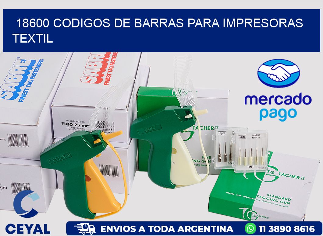 18600 codigos de barras para impresoras textil