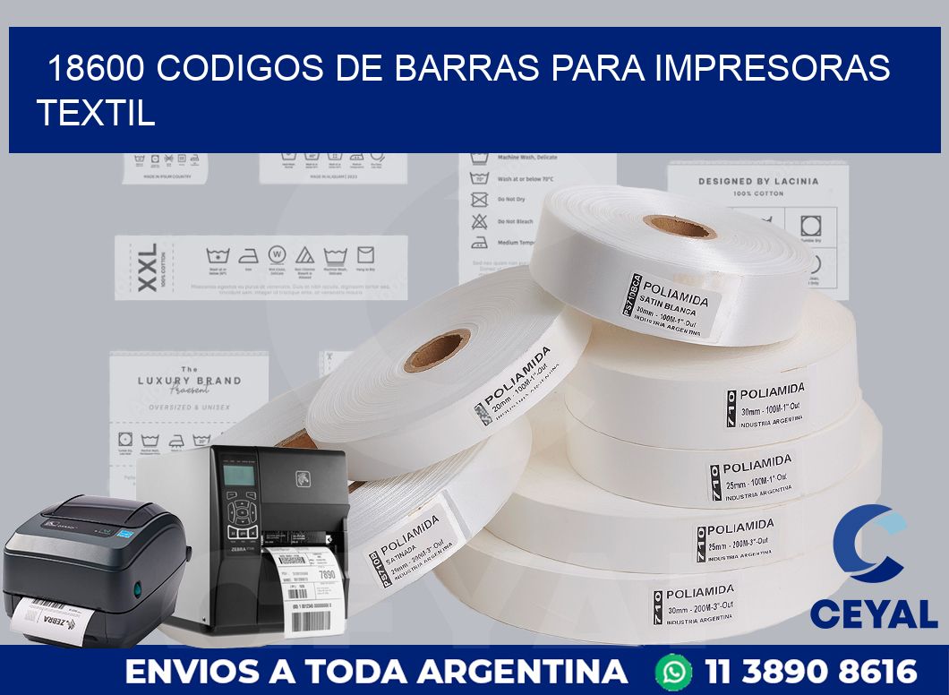 18600 codigos de barras para impresoras textil