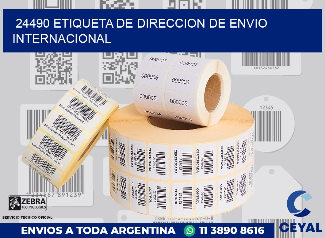 24490 Etiqueta de direccion de envio internacional