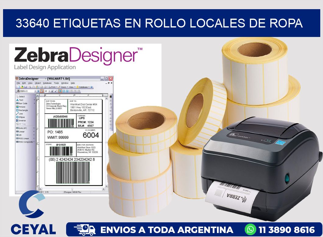 33640 Etiquetas en rollo locales de ropa
