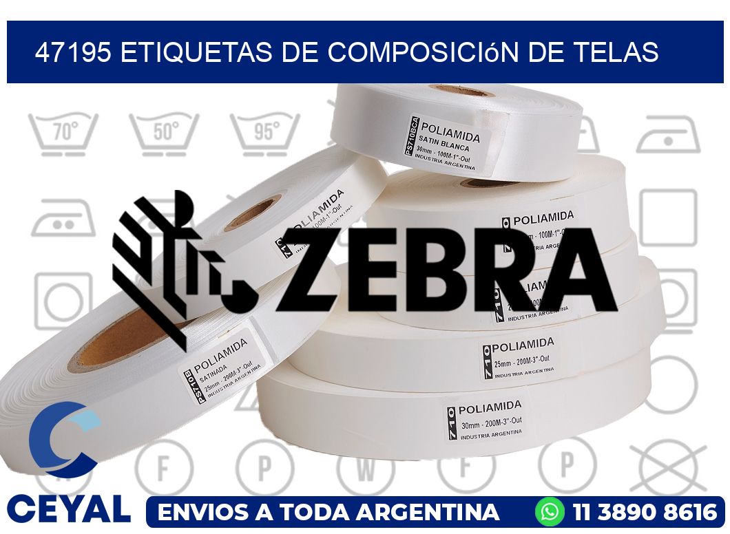 47195 Etiquetas de composición de Telas