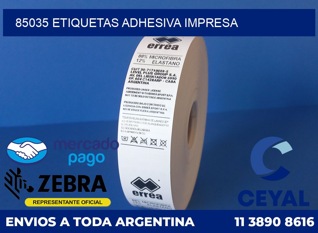 85035 etiquetas adhesiva impresa