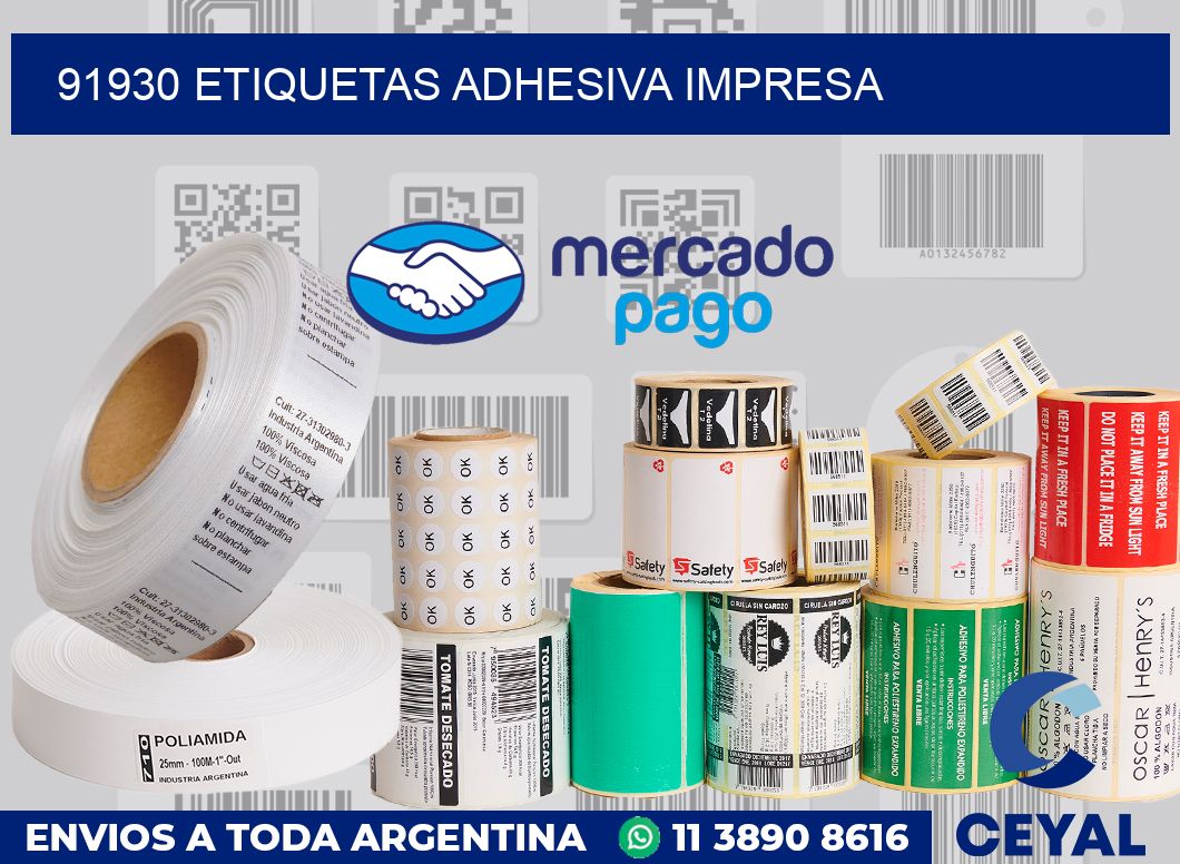 91930 etiquetas adhesiva impresa