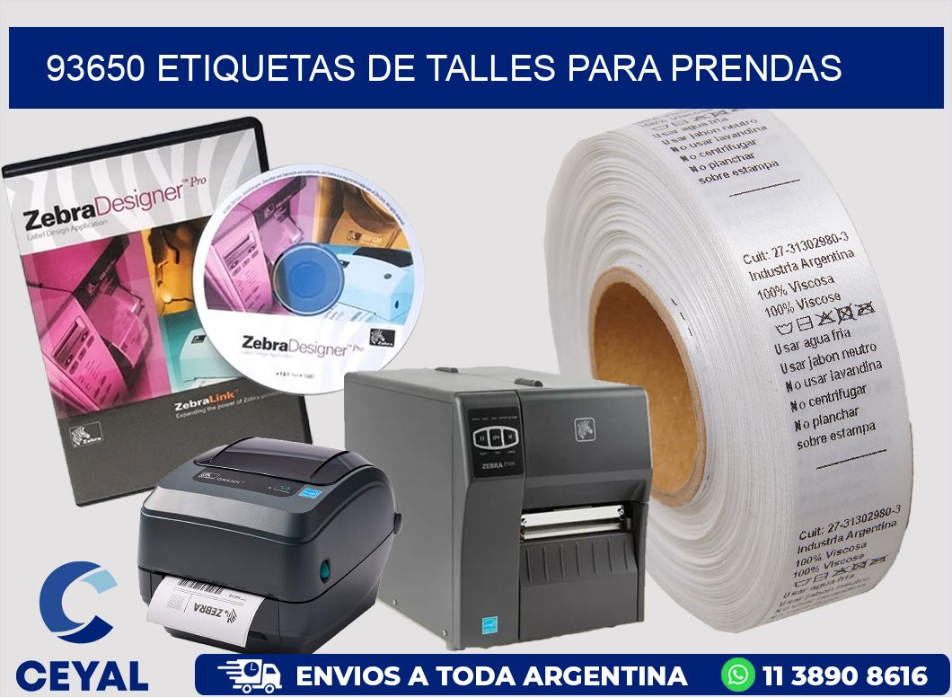 93650 Etiquetas de talles para Prendas
