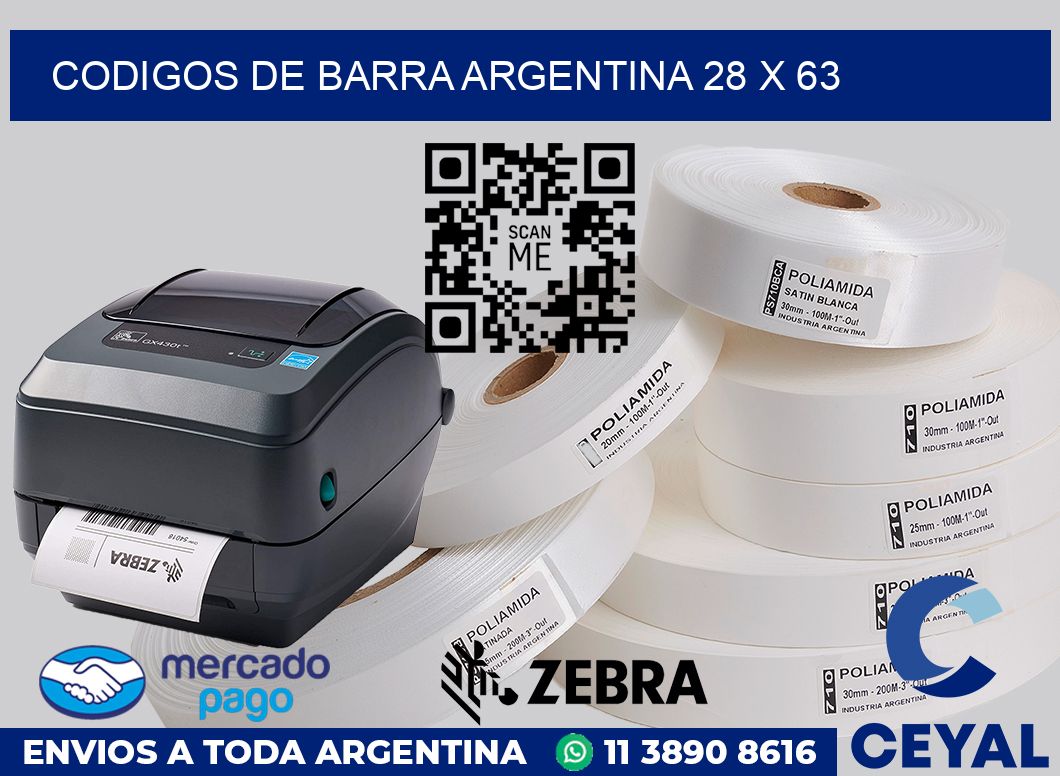 Codigos de barra Argentina 28 x 63