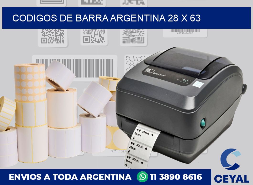 Codigos de barra Argentina 28 x 63