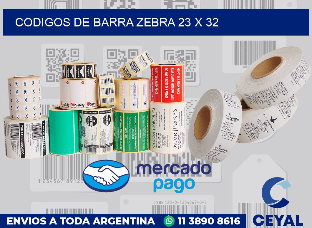 Codigos de barra Zebra 23 x 32