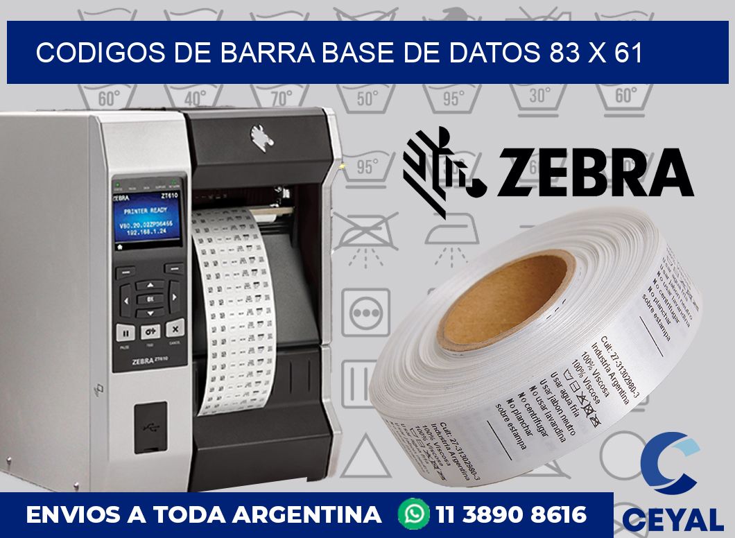Codigos de barra base de datos 83 x 61