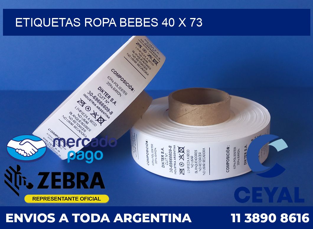Etiquetas ropa bebes 40 x 73