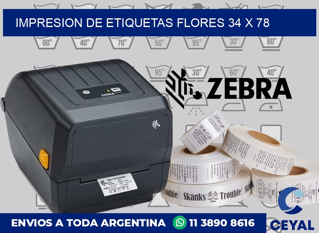 Impresion de etiquetas Flores 34 x 78