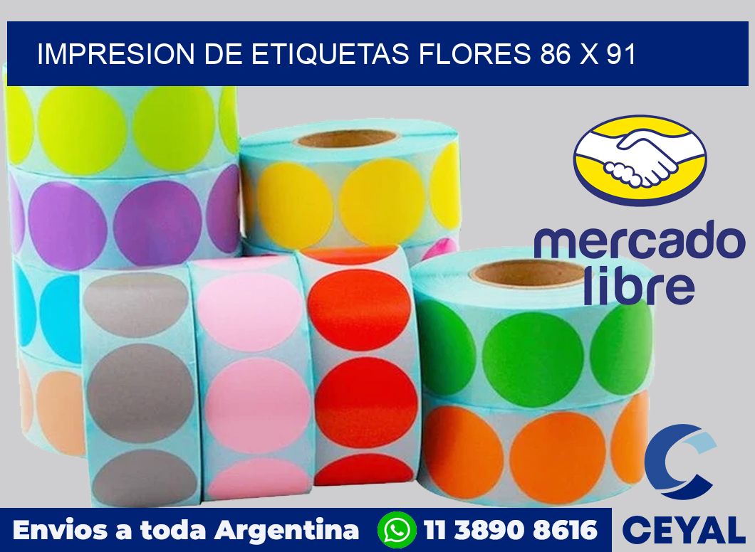 Impresion de etiquetas Flores 86 x 91