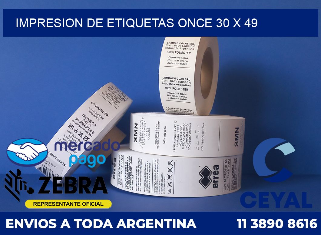 Impresion de etiquetas Once 30 x 49