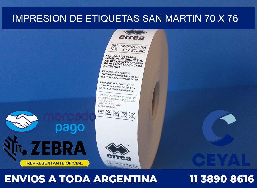 Impresion de etiquetas San Martin 70 x 76