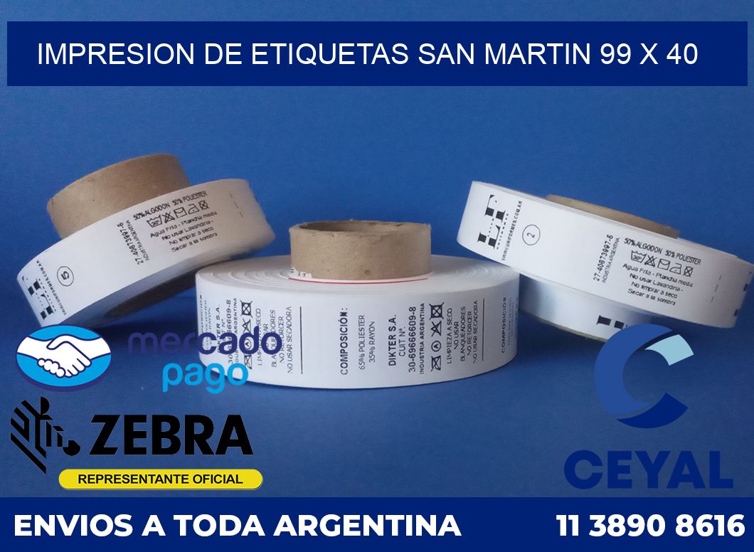 Impresion de etiquetas San Martin 99 x 40