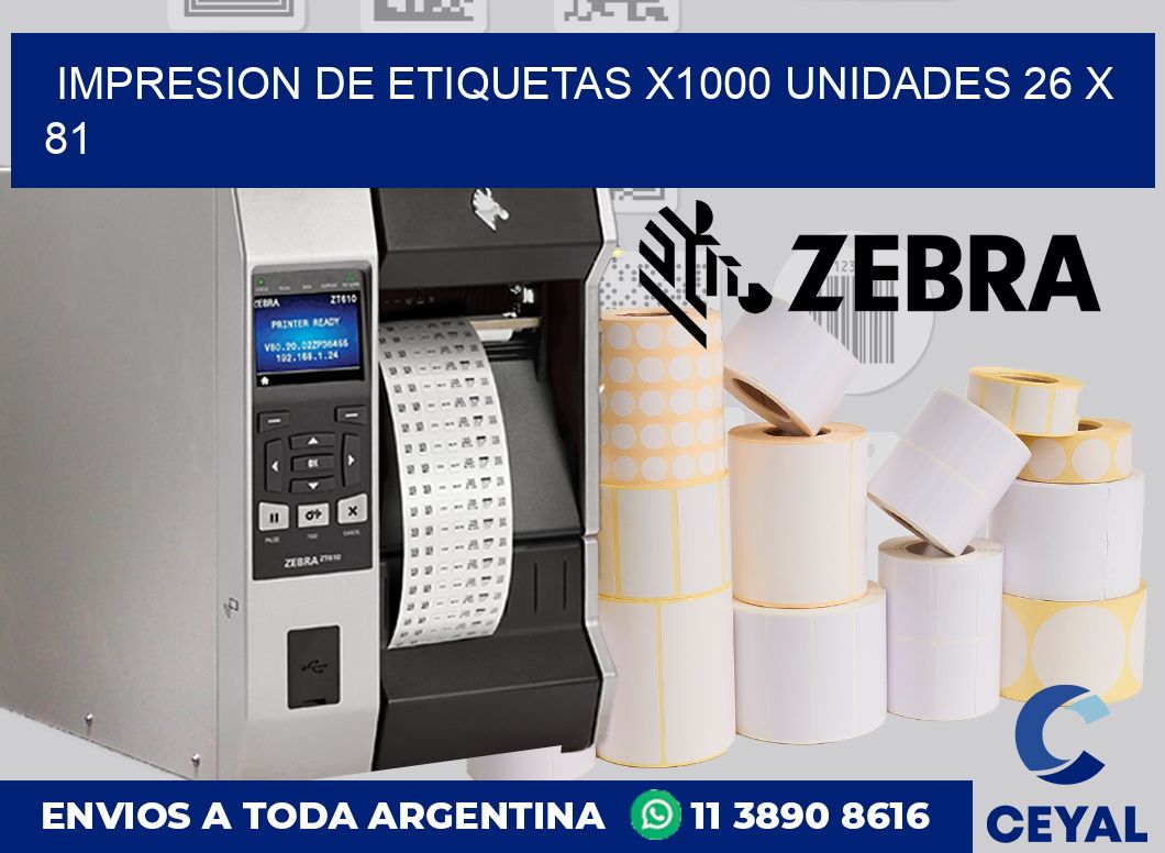 Impresion de etiquetas x1000 unidades 26 x 81
