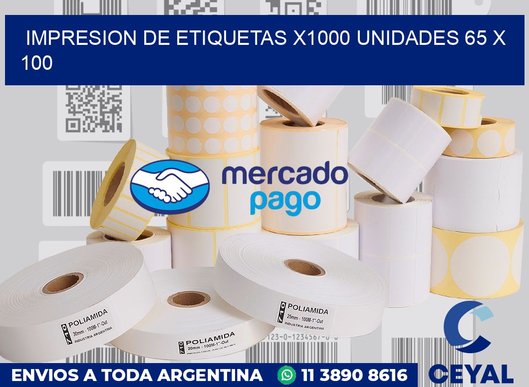 Impresion de etiquetas x1000 unidades 65 x 100