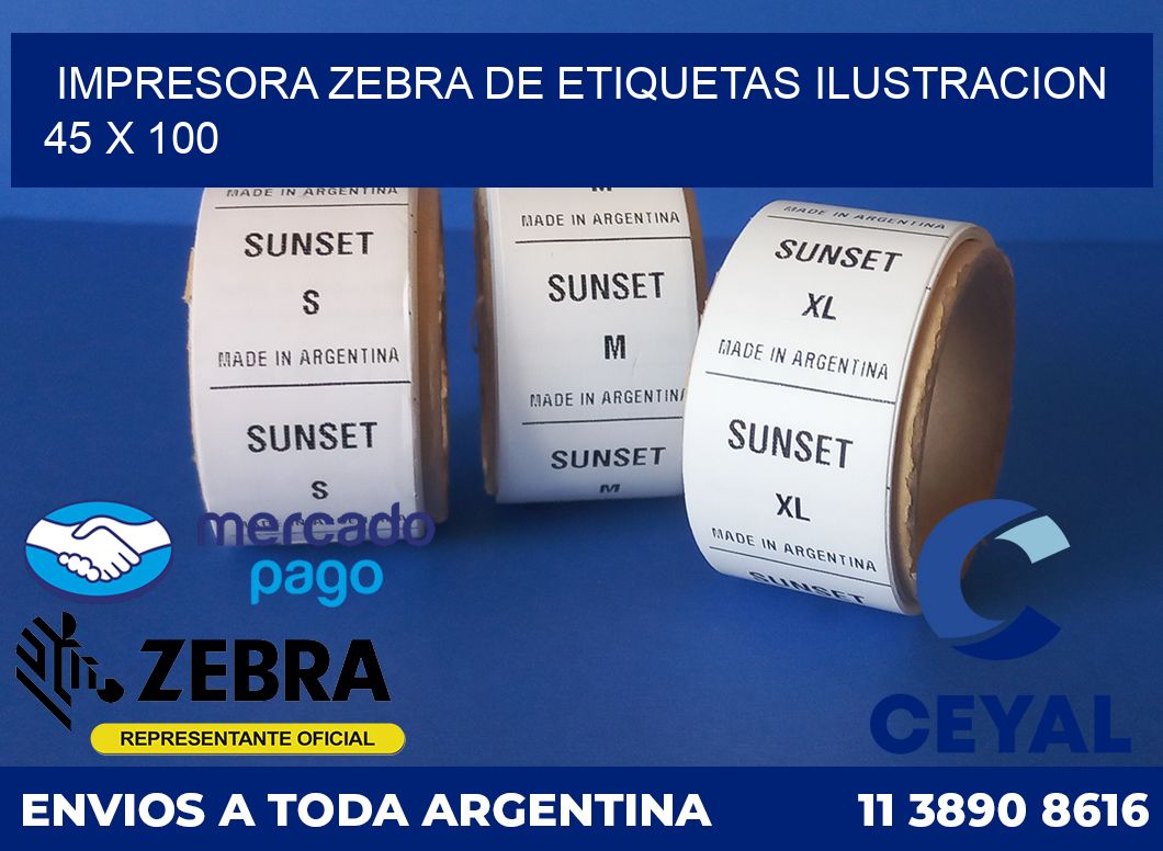Impresora Zebra de etiquetas ilustracion 45 x 100