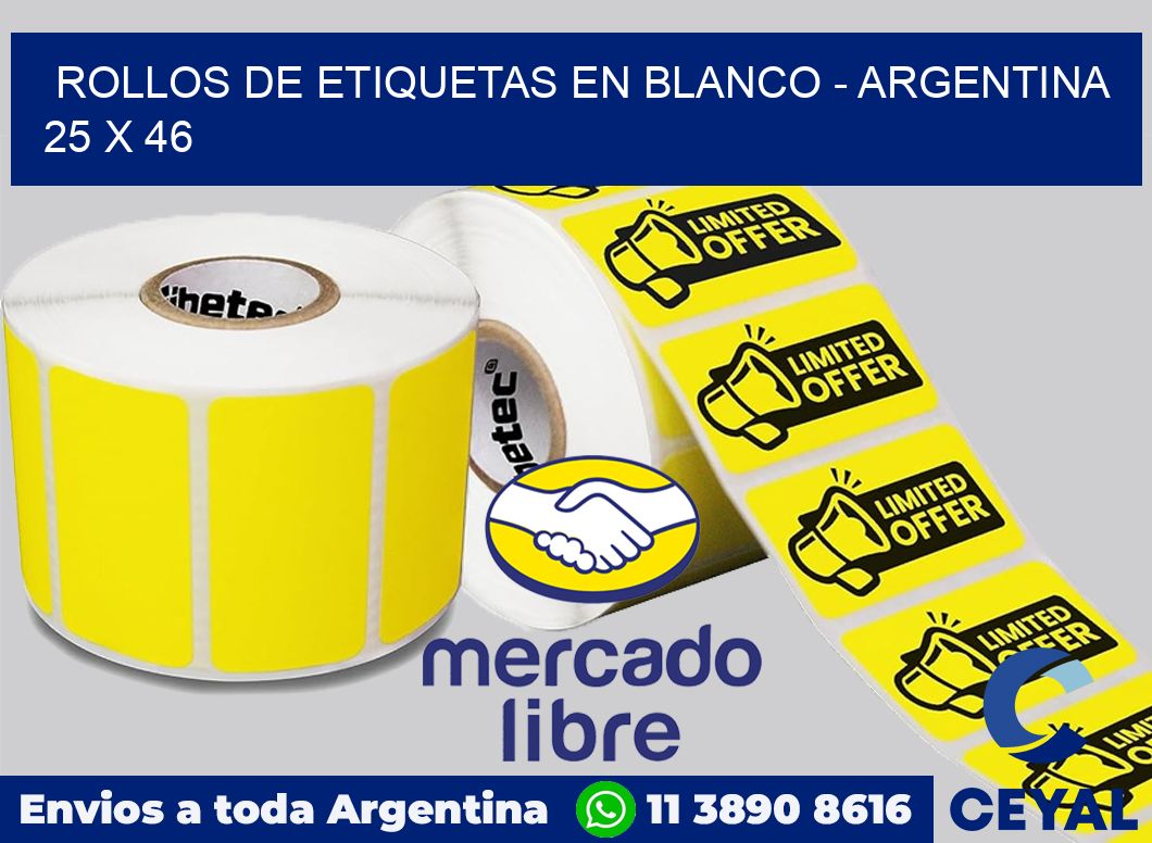 Rollos de etiquetas en blanco – Argentina 25 x 46
