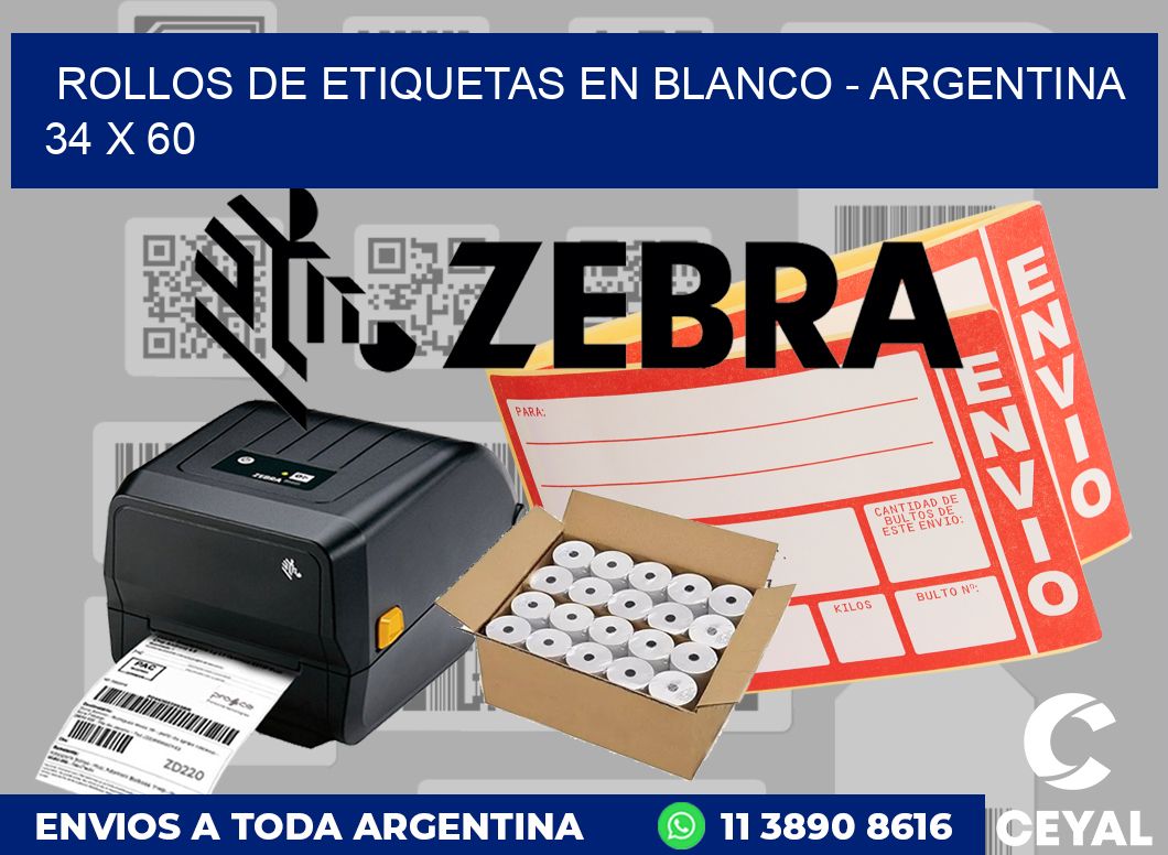 Rollos de etiquetas en blanco - Argentina 34 x 60