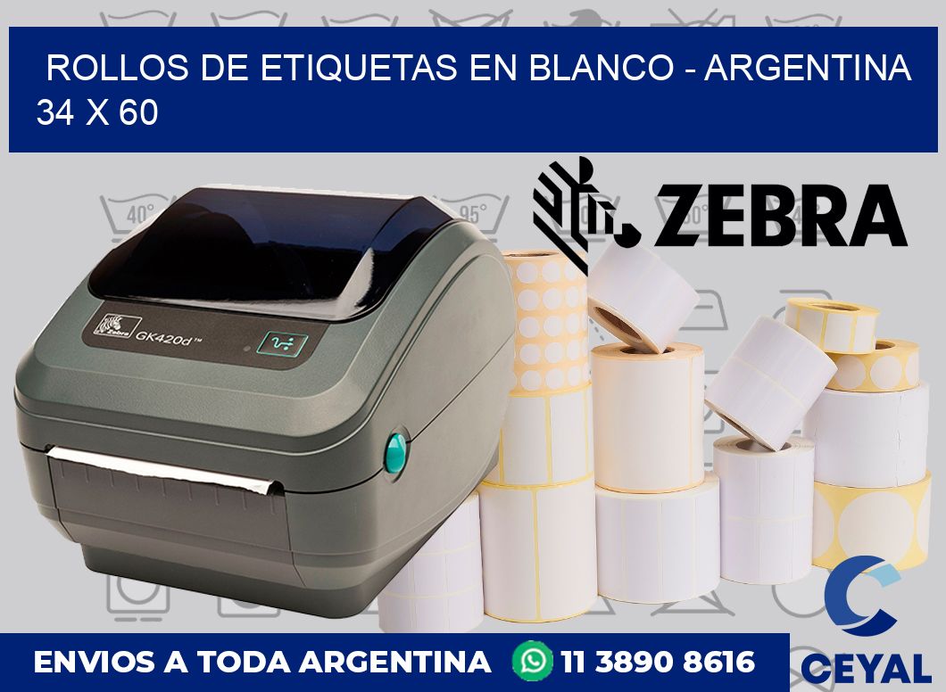Rollos de etiquetas en blanco – Argentina 34 x 60