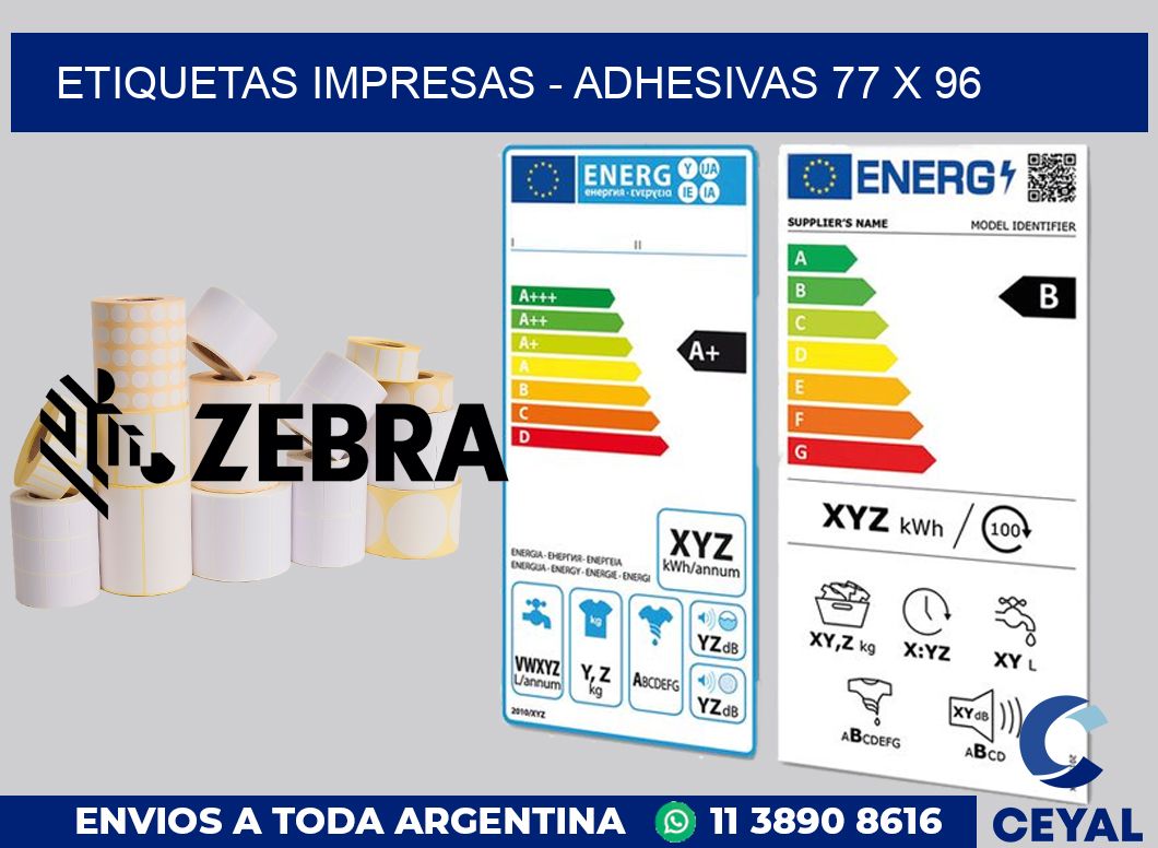 etiquetas impresas - Adhesivas 77 x 96