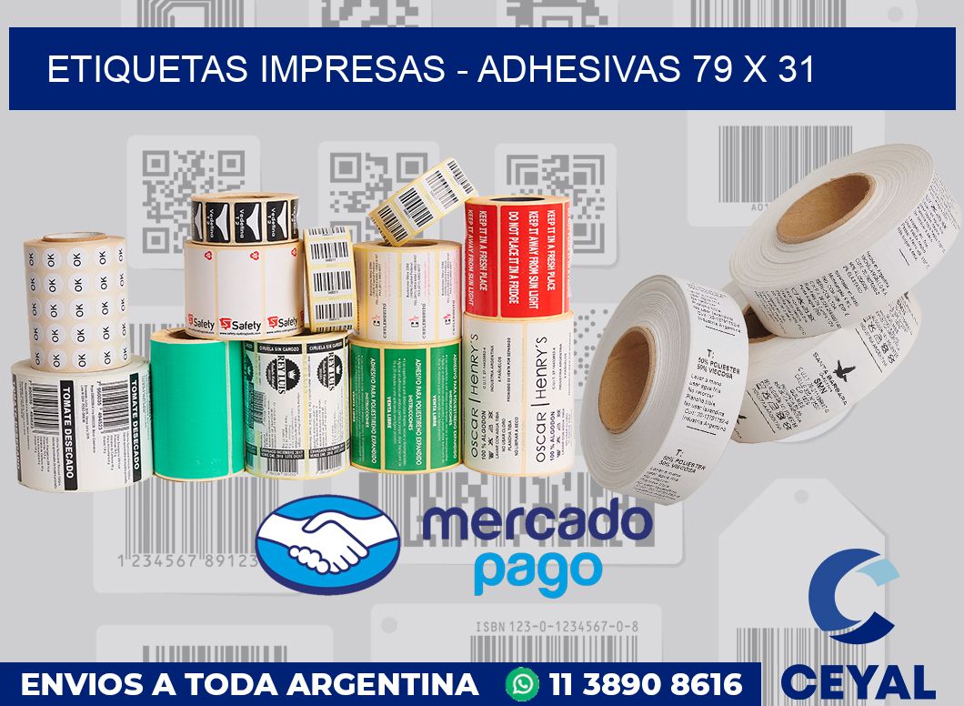 etiquetas impresas - Adhesivas 79 x 31