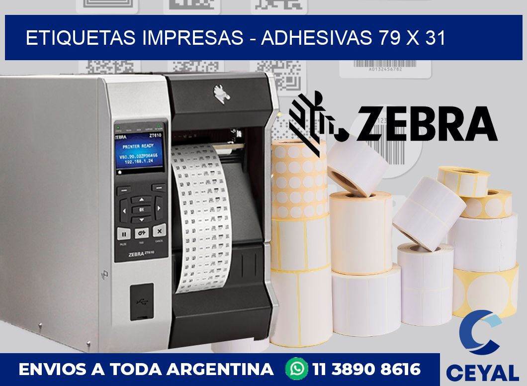 etiquetas impresas - Adhesivas 79 x 31