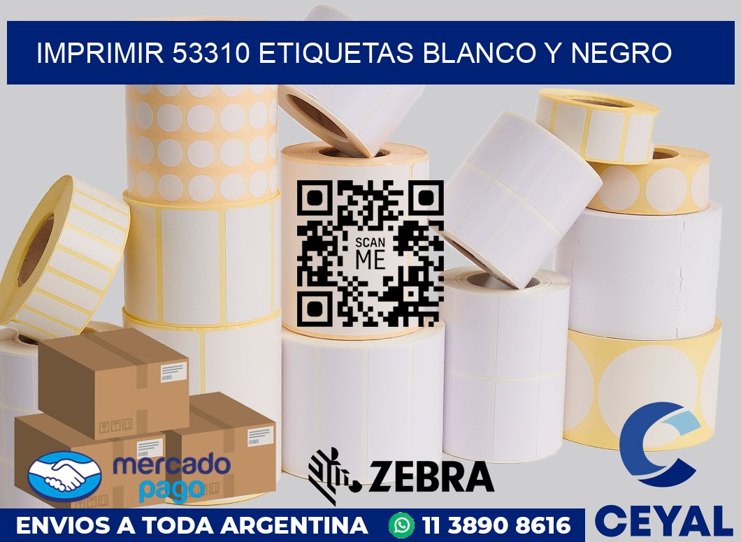 imprimir 53310 etiquetas blanco y negro
