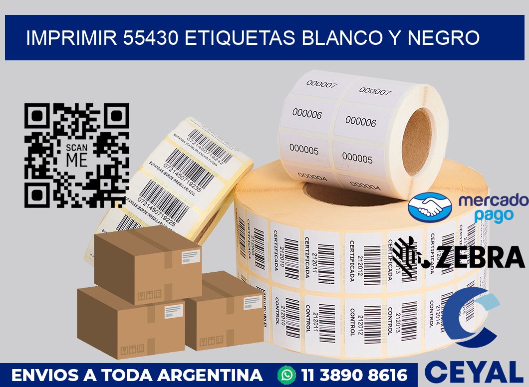 imprimir 55430 etiquetas blanco y negro