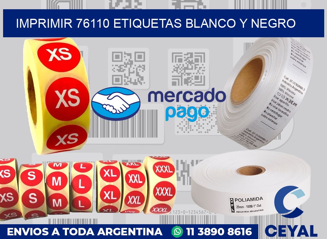 imprimir 76110 etiquetas blanco y negro