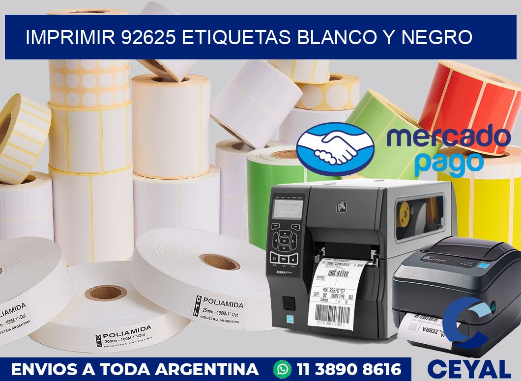 imprimir 92625 etiquetas blanco y negro