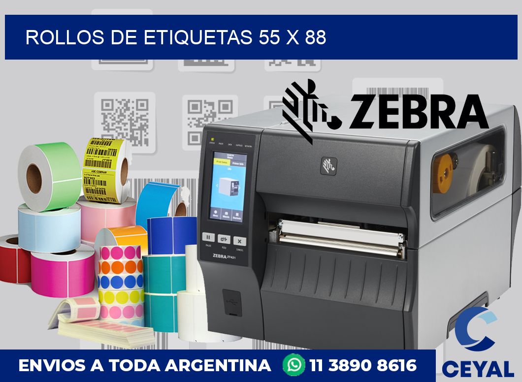 rollos de etiquetas 55 x 88